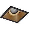Dimbare mat zwarte LED inbouwspot met goudkleurige rand, GU10 fitting, 4W, warm wit licht 2700K, 345 lumen