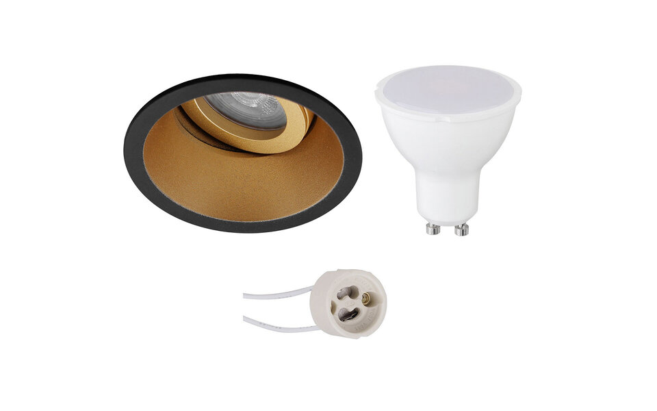 HLW LED LED Spotlight Set - 4W Tiltable Recessed Spotlight Matte Black/Gold - Round White & Black Spotlight