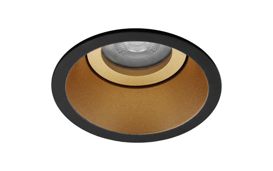 HLW LED LED Spot Set 6W - Kantelbare Ronde Inbouwspot Mat Zwart/Goud - Warm Wit 3000K