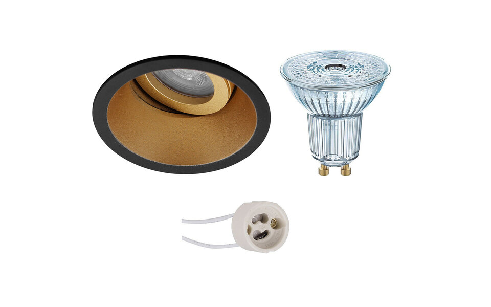 HLW LED LED Spot Set 4W - Tiltable Dimmable Round Recessed Spotlight Matte Black & Gold