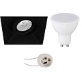 LED Spot Set Pragmi Nivas Pro - Kantelbare 4W Inbouw Vierkante Spot Mat Zwart