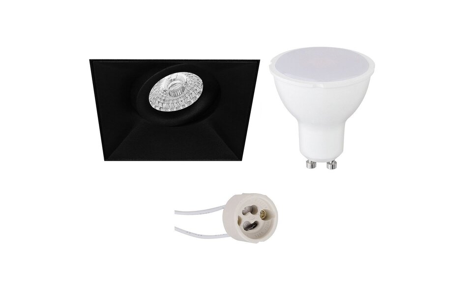 HLW LED LED Spot Set Pragmi Nivas Pro - Kantelbare 4W Inbouw Vierkante Spot Mat Zwart