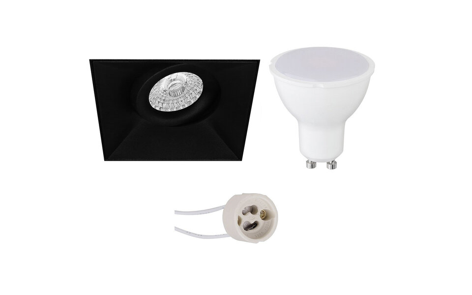 HLW LED LED Spot Set 8W - Tiltable Square Recessed Spot Light Matte Black Warm White 3000K