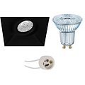 LED Spot Set - 5W Dimbare Vierkante Inbouwspot Mat Zwart & Kantelbaar LED Spot Set - 5W Dimbare Vierkante Inbouwspot Mat Zwart & Kantelbaar