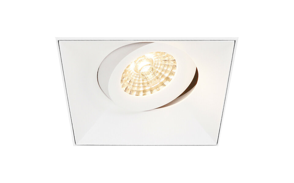 HLW LED LED Spot Set 4W - Tiltable Recessed Square Spot Matte White, Warm White 3000K