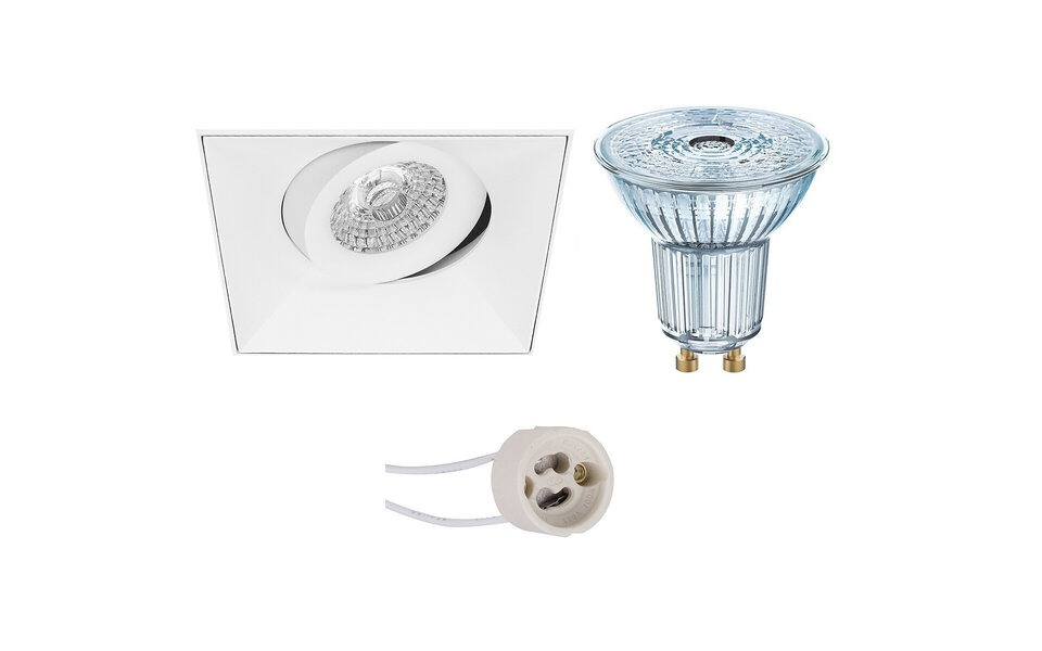 HLW LED LED Spot Set 5W - Kantelbare Vierkante Dimbare Inbouwspot Mat Wit