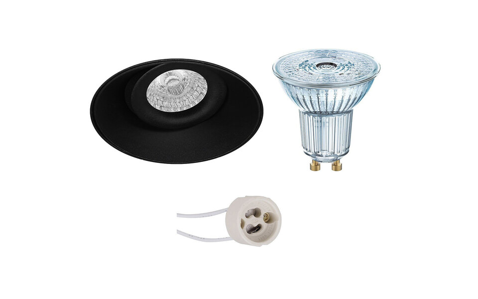 HLW LED LED Spotlight Set 4.5W - Tiltable Recessed Spotlight Matte Black - Round Dimmable Spotlight GU10