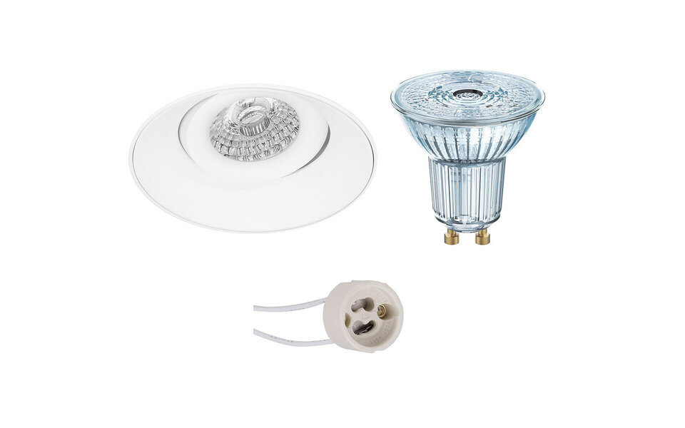 HLW LED LED Spot Set - 5W Dimmable Tiltable Round Recessed Spotlight - Matte White, GU10, Natural White