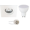 Pragmi Rodos Pro 6W LED Spotlight - Square White Recessed Spotlight GU10 Natural White