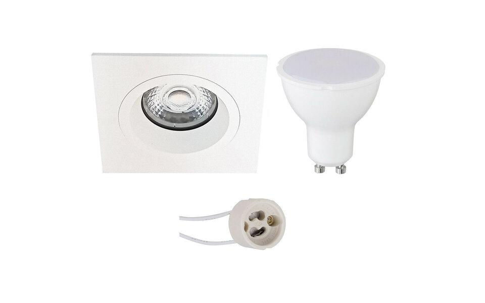 HLW LED LED Spot Set 8W - Square Recessed Spotlight Matt White with GU10 fitting, Bright Cool White 6400K HLW LED LED Spot Set 8W - Square Recessed Spotlight Matt White with GU10 fitting, Bright Cool White 6400K