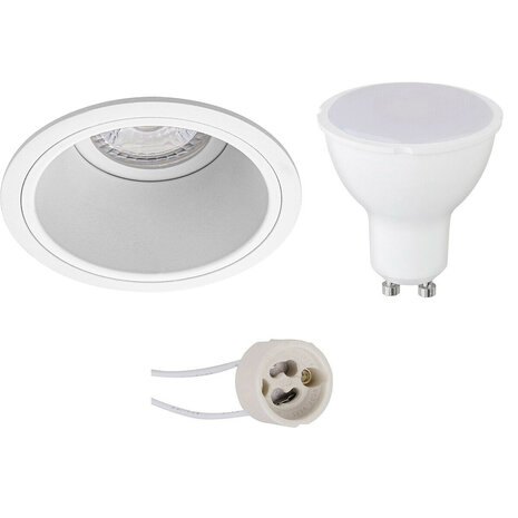 LED Spot Set 6W - Ronde Witte Inbouwspot Warm Wit 3000K - GU10 Fitting LED Spot Set 6W - Ronde Witte Inbouwspot Warm Wit 3000K - GU10 Fitting