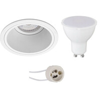 LED Inbouwspot GU10 8W 630lm 6400K - Mat Wit (82mm)