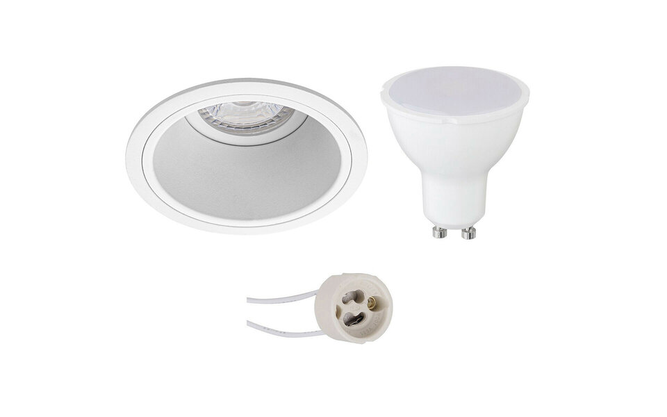 HLW LED LED Spot Set 8W - Ronde Inbouwspot Mat Wit, Helder Koud Wit 6400K, GU10 Fitting
