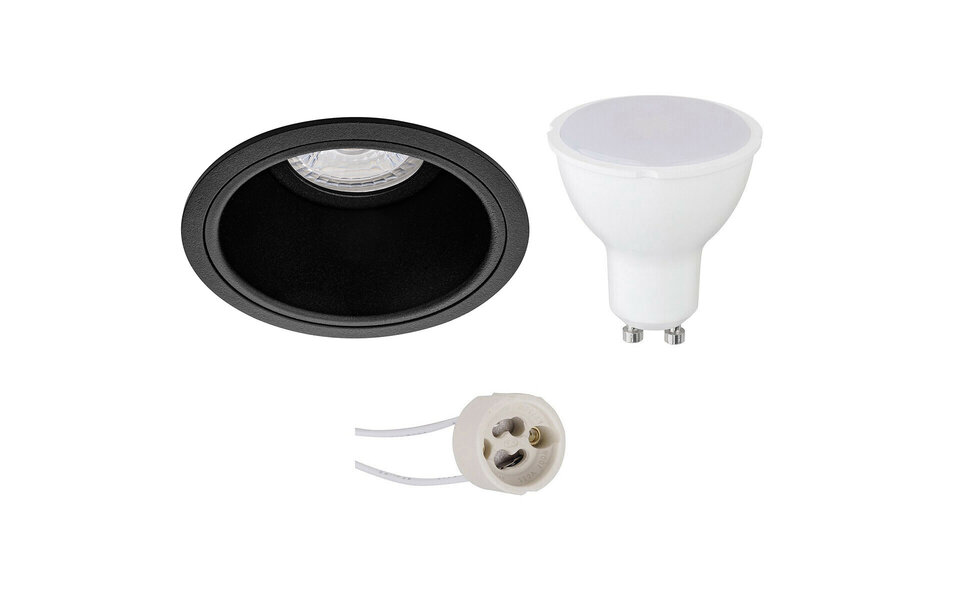 HLW LED 4W LED Spot Set - Ronde Mat Zwarte Inbouwspot GU10 - Helder Koud Wit 6400K