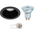 LED Spot Set 3.4W Dimbaar - Ronde Inbouwspot Mat Zwart & Witte Spot