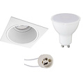LED Spot Set - Square Recessed Spotlight 4W - Matte White Spotlight with GU10 Fitting