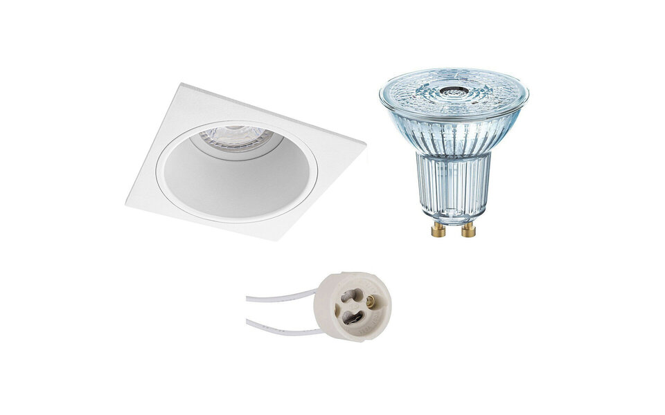 HLW LED 4W Dimmable LED Spotlight - Square Recessed Spotlight, Warm White, Matte White GU10 HLW LED 4W Dimmable LED Spotlight - Square Recessed Spotlight, Warm White, Matte White GU10