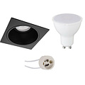 LED Spot Set Pragmi Minko Pro - 4W Vierkante Inbouwspot Mat Zwart Warm Wit 3000K