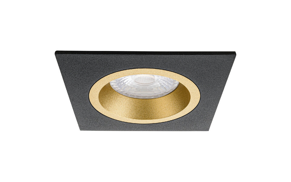 HLW LED 4W LED Spot Set - Recessed Square Spot Matte Black/Gold - GU10 Fitting Bright Cool White