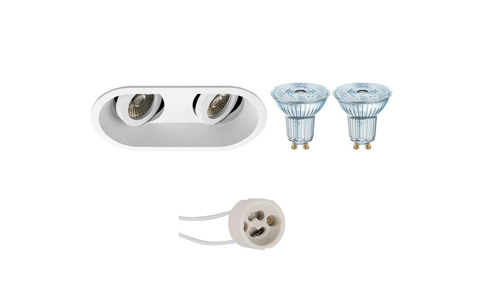 HLW LED Dimmable 4W LED Spot Set - Tiltable Recessed Spotlight Matt White, Warm White 3000K, GU10 Fitting