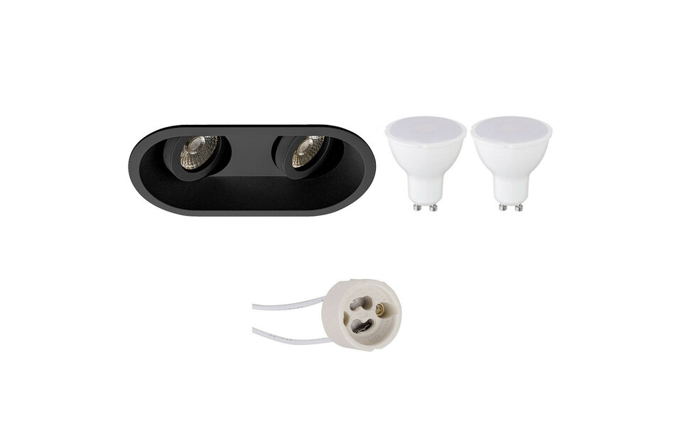 HLW LED LED Spotlight Set 6W - Tiltable Recessed Spotlight Matte Black & White | LED Lamp GU10 Recessed Spotlight HLW LED LED Spotlight Set 6W - Tiltable Recessed Spotlight Matte Black & White | LED Lamp GU10 Recessed Spotlight