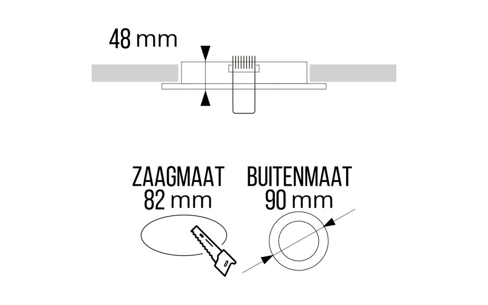 HLW LED LED Spot Set 4W - Ronde Inbouwspot Mat Zwart/Goud - Helder Koud Wit 6400K