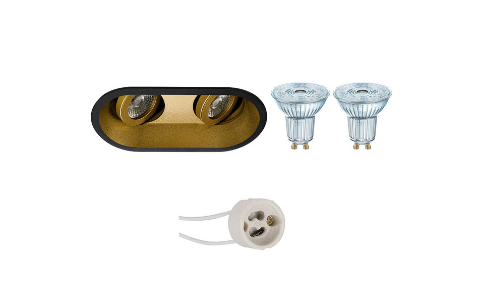 HLW LED LED Spot Set - Dimbare 5W LED Kantelbare Inbouwspot Mat Zwart & Goud HLW LED LED Spot Set - Dimbare 5W LED Kantelbare Inbouwspot Mat Zwart & Goud