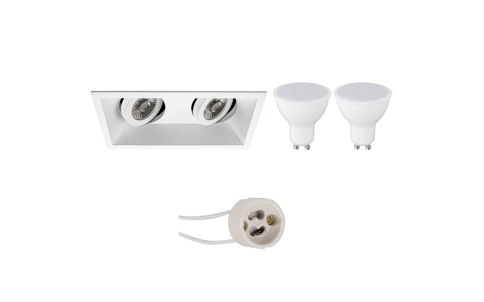 HLW LED LED Spot Set 6W - Tiltable White Recessed Spotlight GU10 Fitting - Bright Cool White HLW LED LED Spot Set 6W - Tiltable White Recessed Spotlight GU10 Fitting - Bright Cool White