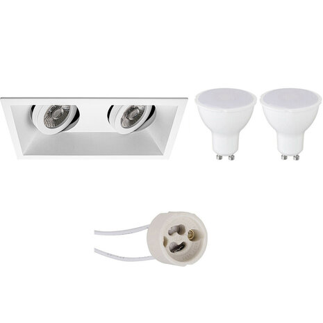 LED Spot Set 8W - Kantelbare Witte Inbouwspot GU10 | Warm Wit 3000K LED Spot Set 8W - Kantelbare Witte Inbouwspot GU10 | Warm Wit 3000K
