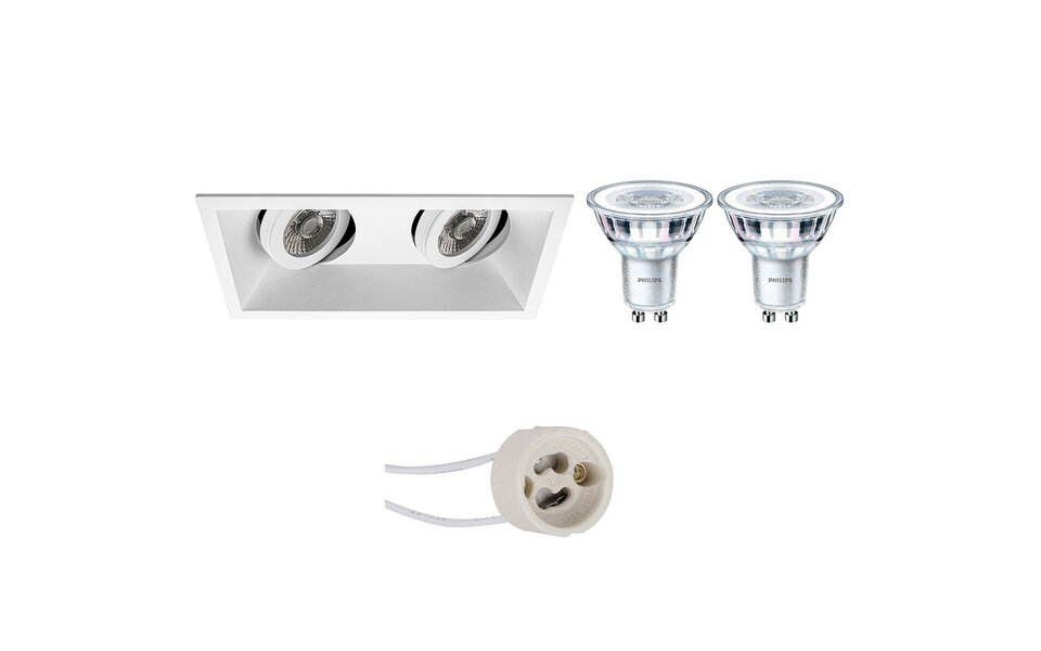 HLW LED LED Spot Set - Dimbare Kantelbare 4W LED Inbouwspot Mat Wit GU10