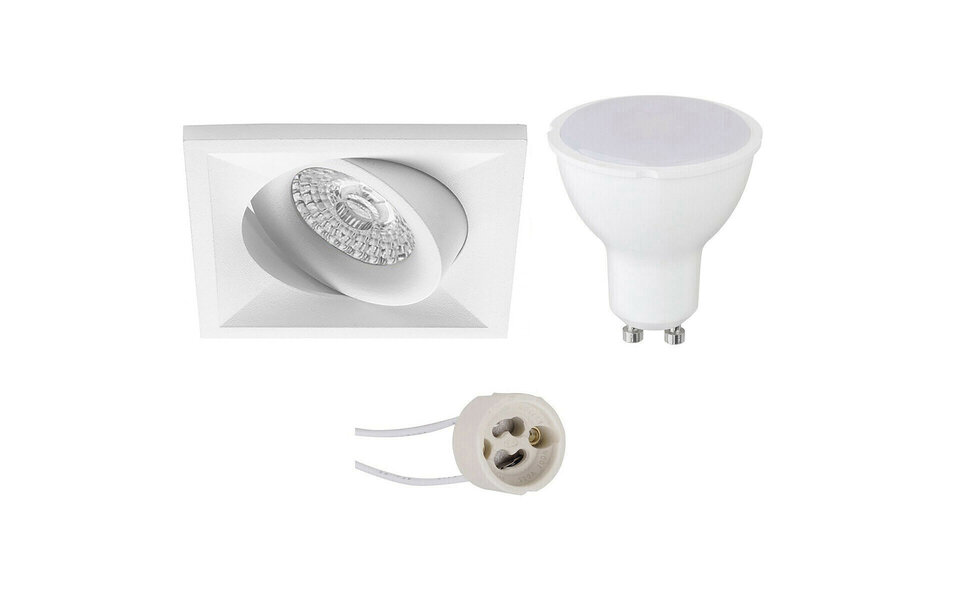 HLW LED LED Spot Set 4W - Tiltable Square Recessed Spot Light Matte White, Natural White 4200K, GU10