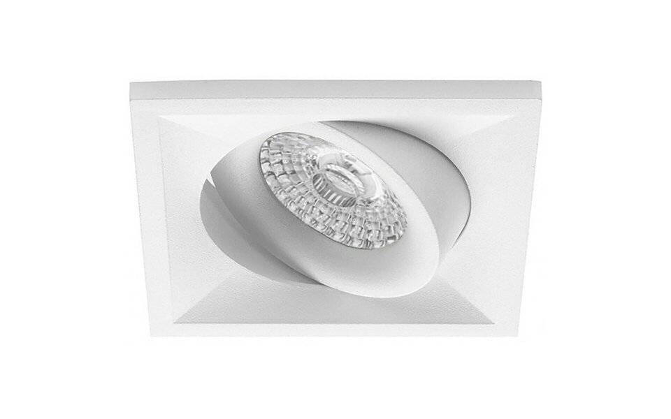 HLW LED LED Spot Set 4W - Tiltable Square Recessed Spotlight, Matte White, Bright/Cool White 6400K