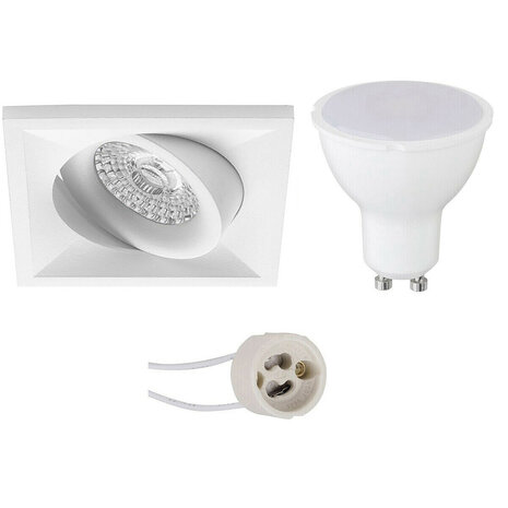 LED Spot Set - 8W Kantelbare Inbouw Vierkante Witte Spot GU10 Helder 6400K LED Spot Set - 8W Kantelbare Inbouw Vierkante Witte Spot GU10 Helder 6400K
