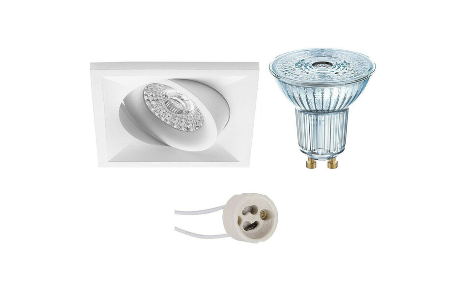 HLW LED 5W LED Spot Set - Dimmable Tiltable Square Recessed Spotlight White - GU10