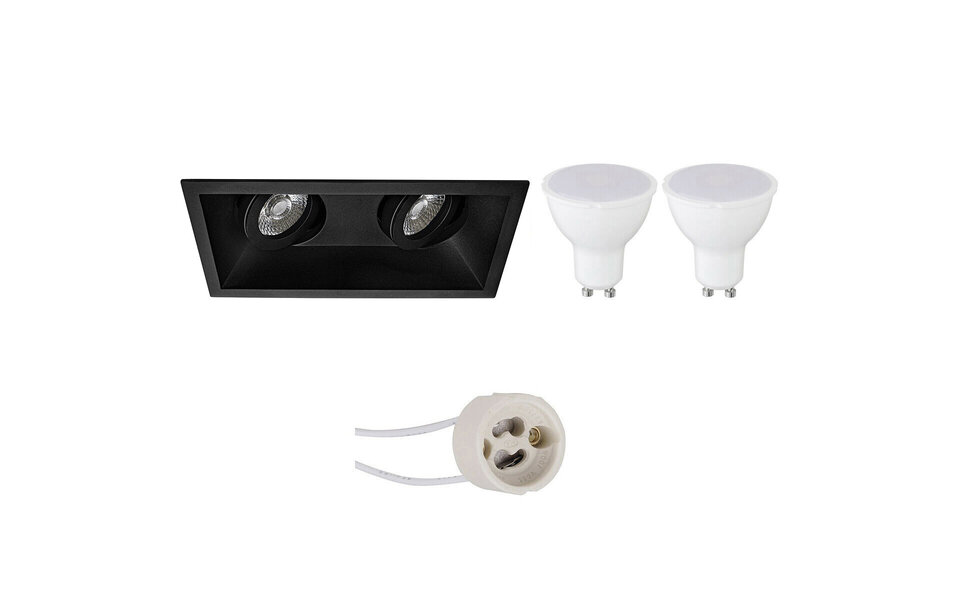 HLW LED LED Spot Set 6W - Kantelbare Inbouwspot Mat Zwart & Wit - GU10 Fitting