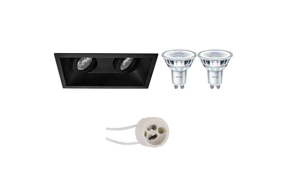 HLW LED LED Spot Set - 4W Dimmable Tiltable Recessed Spotlight Matte Black GU10 LED Lamp