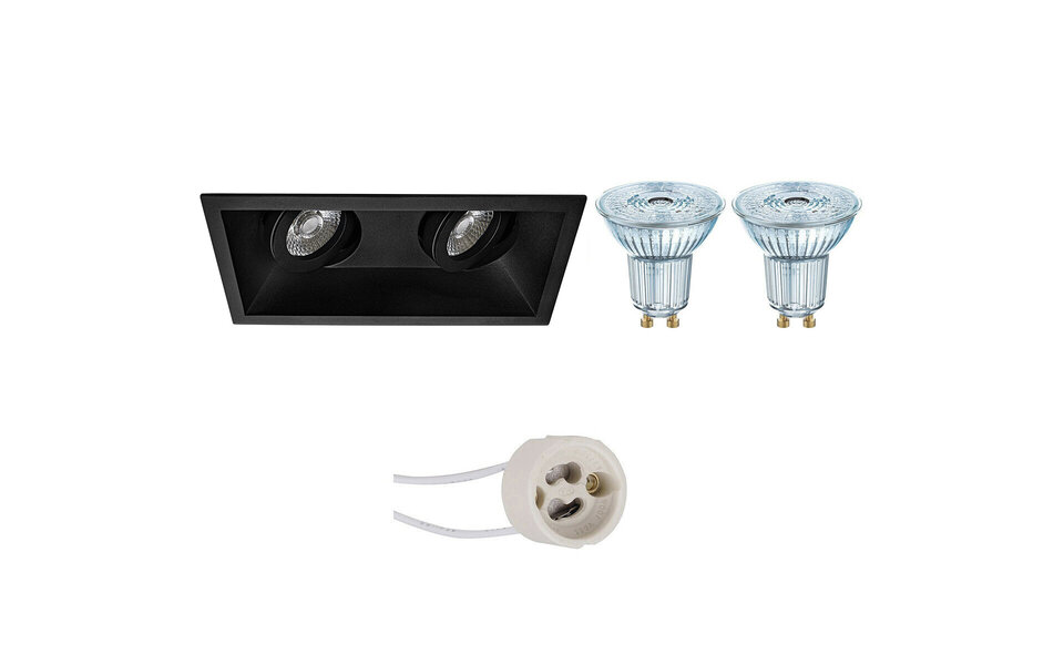 HLW LED LED Spot Set 5W - Dimbare Kantelbare Inbouwspot Mat Zwart & Wit - GU10