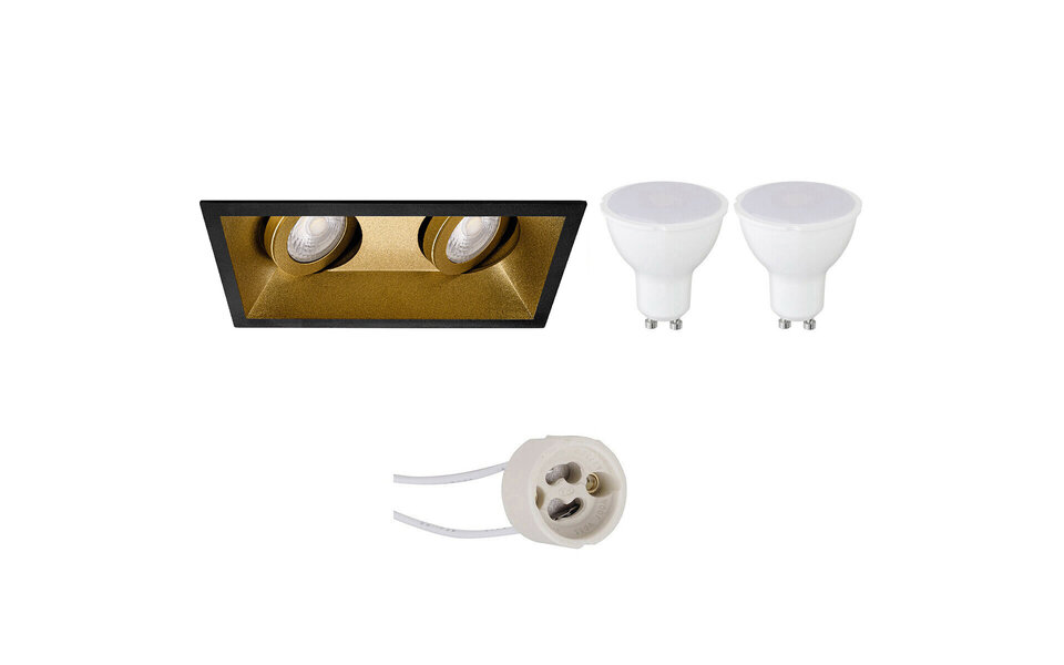 HLW LED LED Spot Set 8W - Tiltable Recessed Spot Light Matte Black & Gold Spot GU10