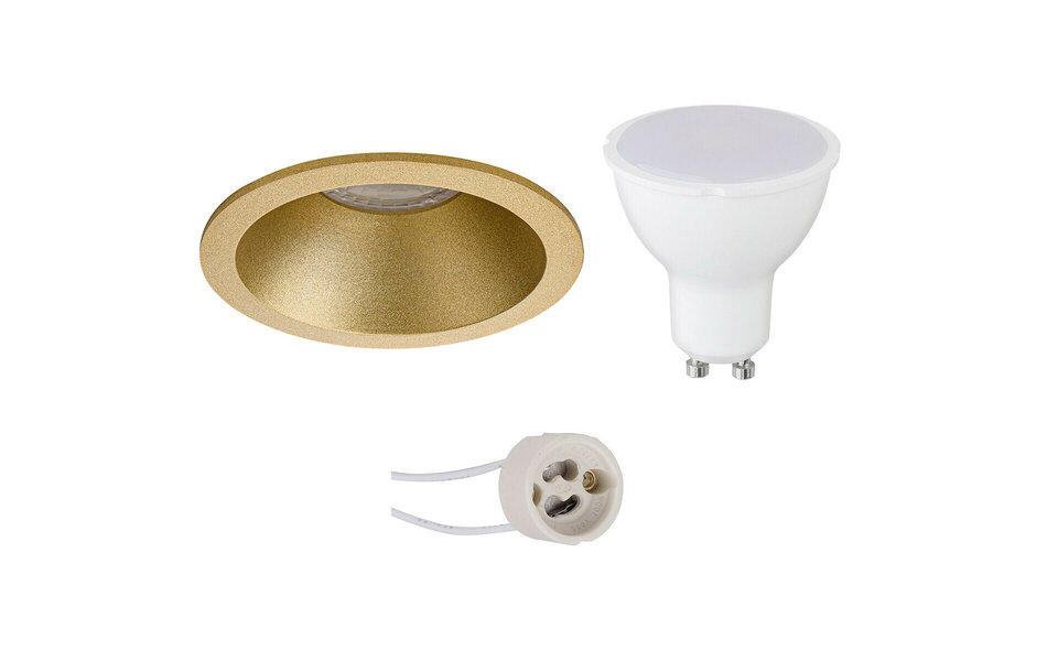 HLW LED LED Spot Set 6W Inbouw Rond Mat Goud - GU10 Fitting - Helder Koud Wit 6400K HLW LED LED Spot Set 6W Inbouw Rond Mat Goud - GU10 Fitting - Helder Koud Wit 6400K