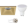 LED Inbouwspot Vierkant 6W Mat Goud - 440lm GU10 Lichtbronnen