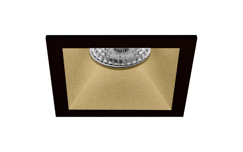 HLW LED LED Spotlight Set - 4W LED Recessed Spotlight Square Matte Black/Gold Warm White 3000K