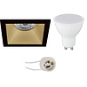 LED inbouwspot set 6W GU10 vierkant mat zwart-goud 4200K Lichtbronnen