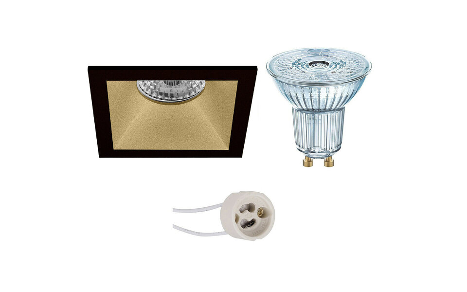 HLW LED Dimmable LED Spotlight Set - Square Recessed Spotlight 5W LED Matte Black/Gold - GU10 Fitting HLW LED Dimmable LED Spotlight Set - Square Recessed Spotlight 5W LED Matte Black/Gold - GU10 Fitting