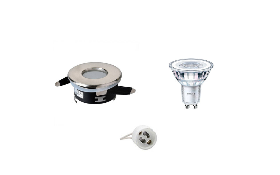 HLW LED LED Spot Set GU10 - Waterdichte IP65 Ronde Inbouwspot Mat Chroom 3.5W LED Lamp