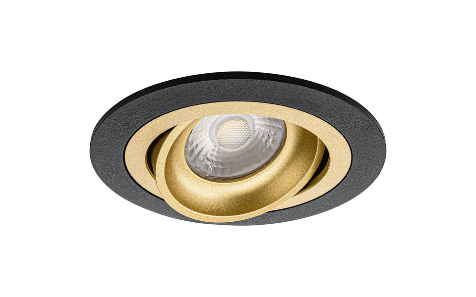 HLW LED 4W LED Spot Set - Kantelbare Ronde Inbouwspot Mat Zwart/Goud - Helder 6400K