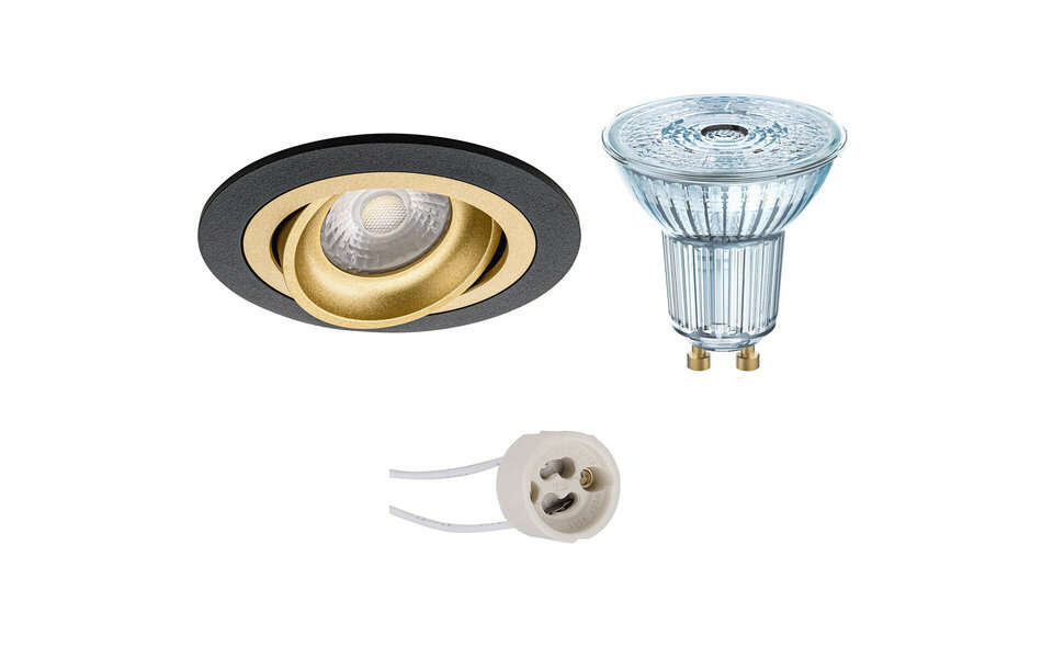 HLW LED LED Spotlight Set 4W - Dimmable Tiltable Round Recessed Spotlight Matte Black/Gold HLW LED LED Spotlight Set 4W - Dimmable Tiltable Round Recessed Spotlight Matte Black/Gold