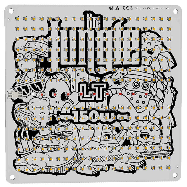 Rechthoekige zwarte LED kweeklamp 150 watt geschikt voor 80x80 cm kweekoppervlak