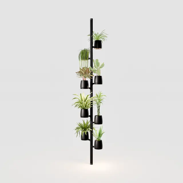 Zwart aluminium greenwall-systeem met 8 PlantPods en 6 geïntegreerde 5W full-spectrum LED-groeilampen Zwart aluminium greenwall-systeem met 8 PlantPods en 6 geïntegreerde 5W full-spectrum LED-groeilampen