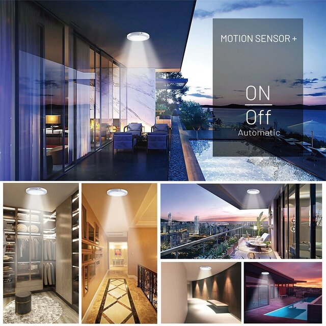 HLW LED LED Plafondlamp met Bewegingssensor + Dag en Nacht Sensor - 18W - Helder/Koud Wit 6500K - 360° Zichthoek - Opbouw/Inbouw - Rond - Mat Zwart