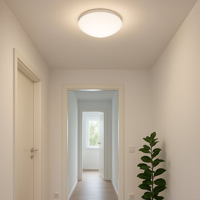 HLW LED LED Plafondlamp met Bewegingssensor - 360° Sensor - E27 Fitting - Opbouw - Ovaal - Mat Wit - Glas